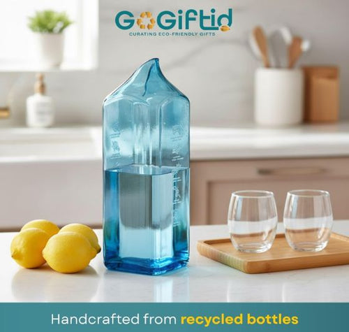 Load image into Gallery viewer, Bombay Sapphire Upcycled Glass Water Jug
