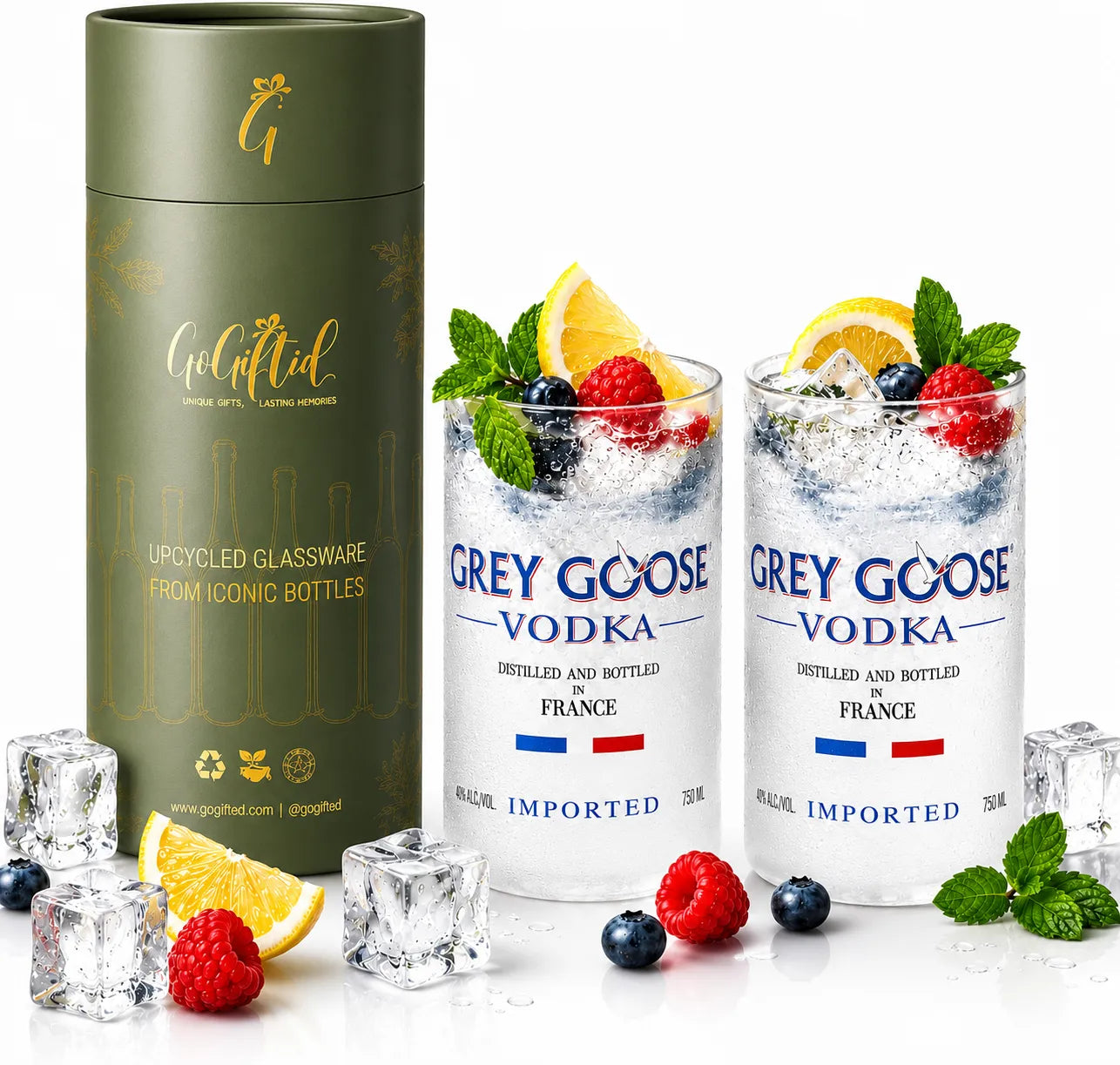 Imperfect Grey Goose Glasses – Upcycled Discounted Set of 2