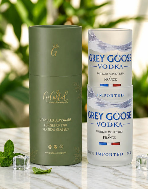 Load image into Gallery viewer, Upcycled Grey Goose Vodka Glass – Handmade Recycled Cocktail Glass
