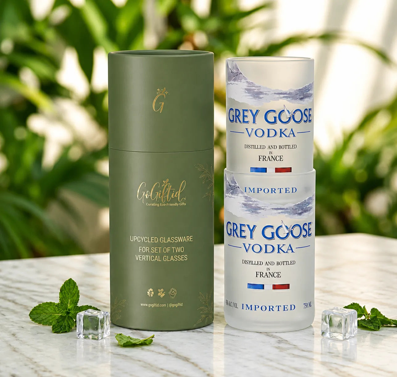 Upcycled Grey Goose Vodka Glass – Handmade Recycled Cocktail Glass