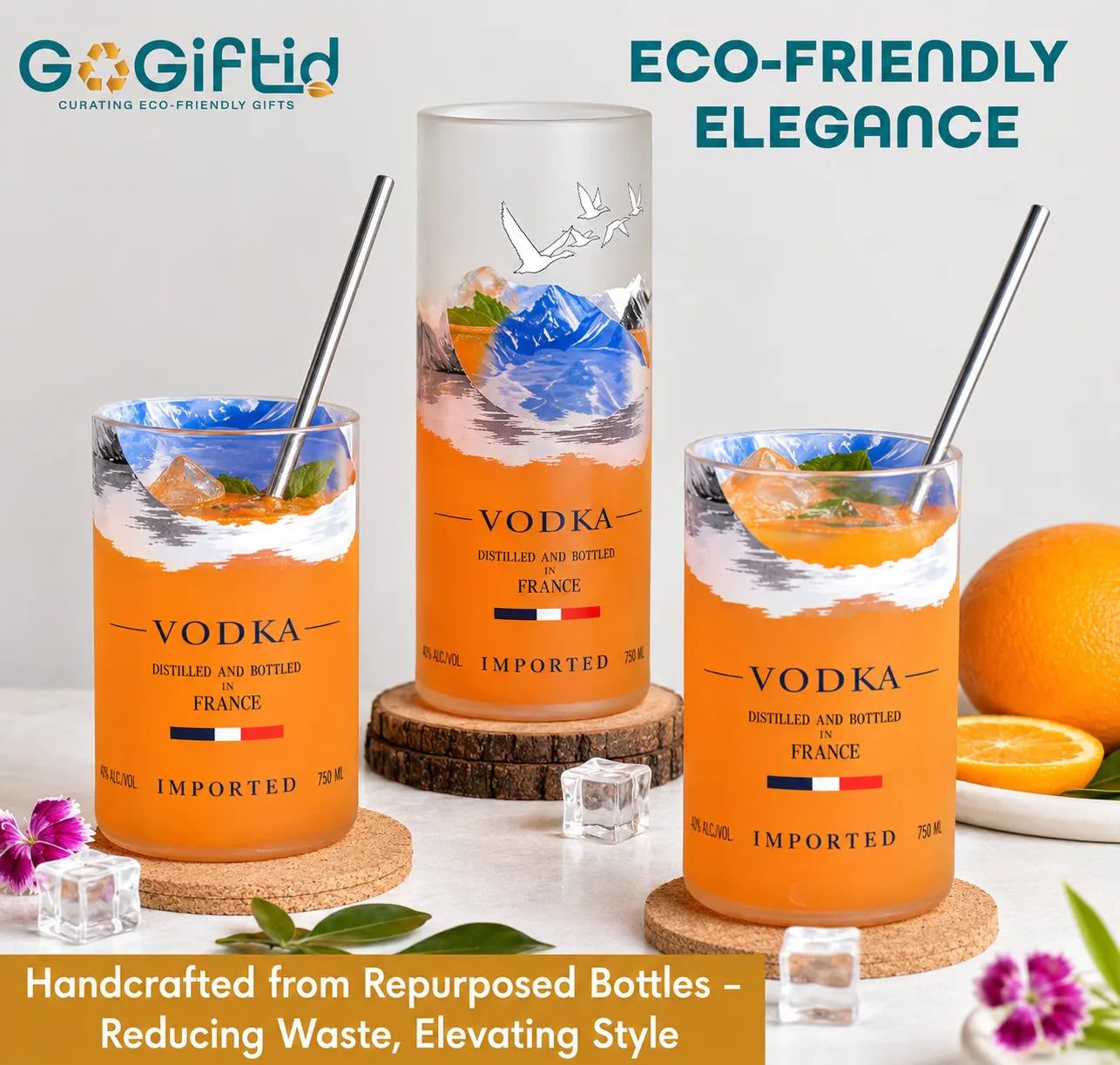 Grey Goose Glasses Set of 3 – Handmade Upcycled Cocktail Glassware