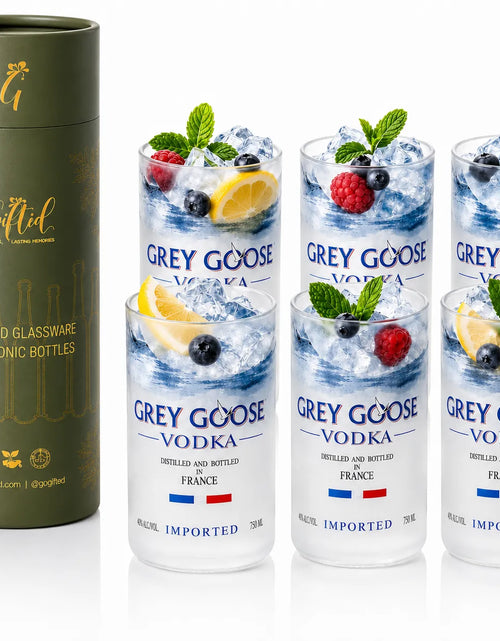 Load image into Gallery viewer, Imperfect Grey Goose Glasses – Upcycled Discounted Set of 2
