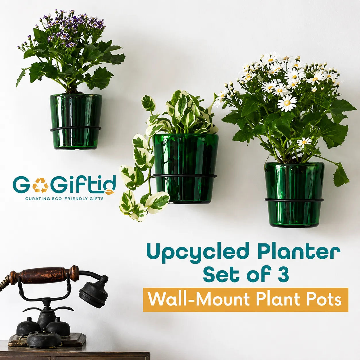 Vat69 Bottle Planters with Iron Stand – Set of 3