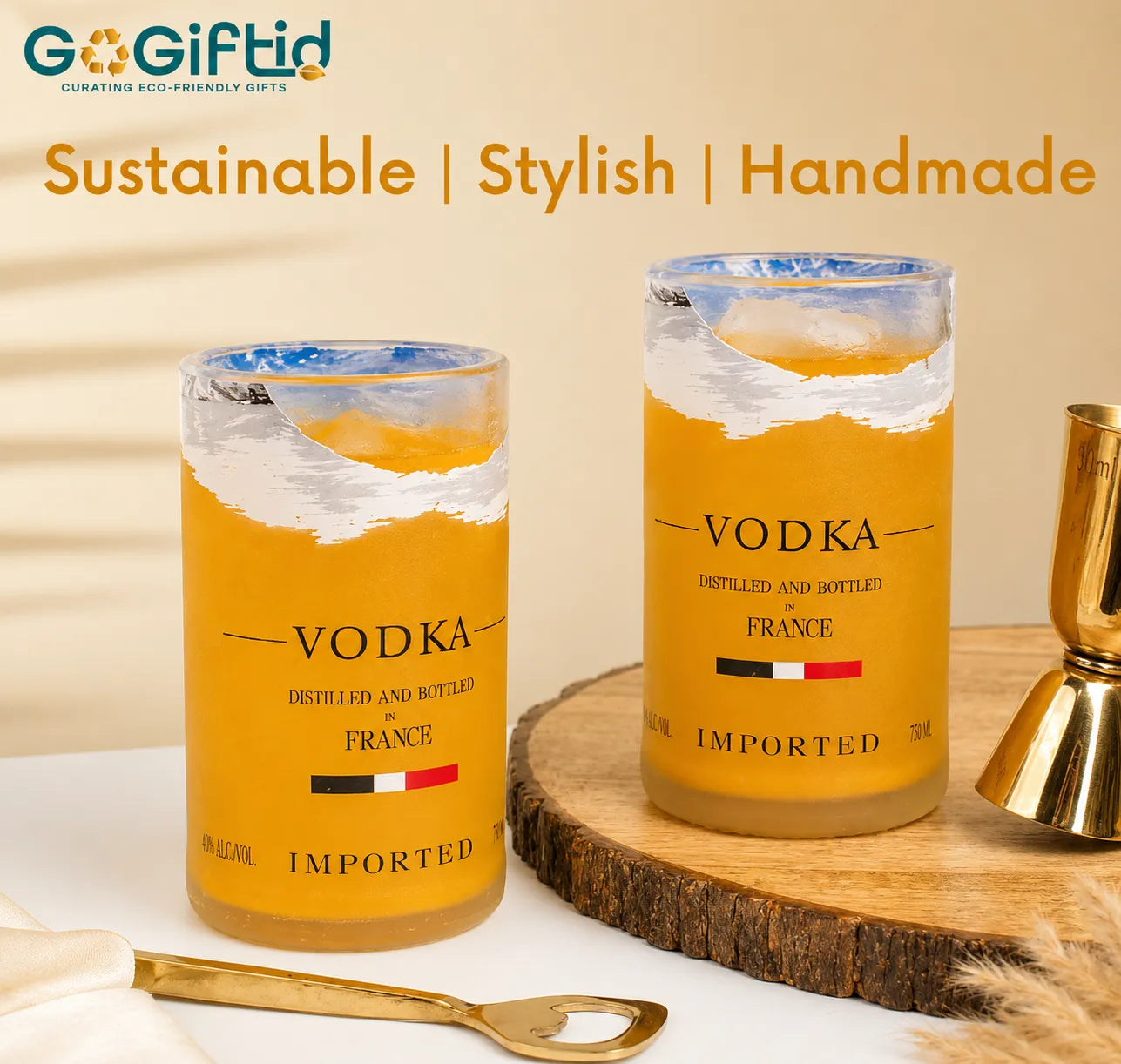 Imperfect Grey Goose Glasses – Upcycled Discounted Set of 2