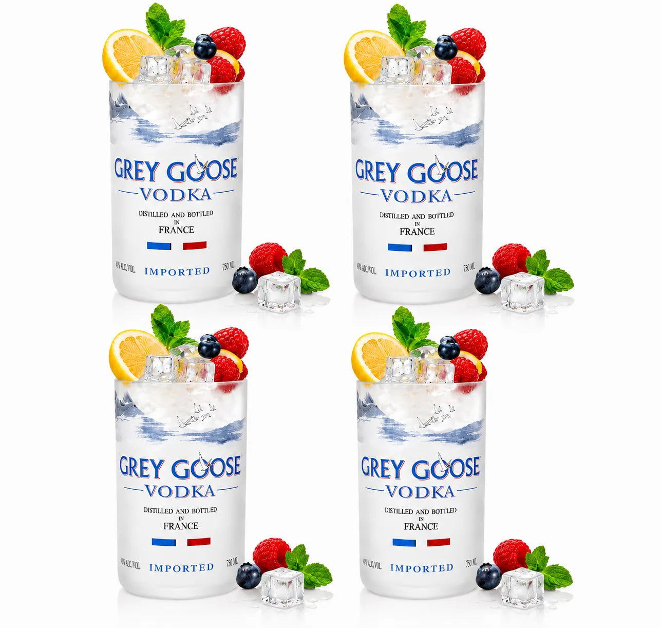 Grey Goose Glasses Set of 4 – Handmade Upcycled Cocktail Glassware