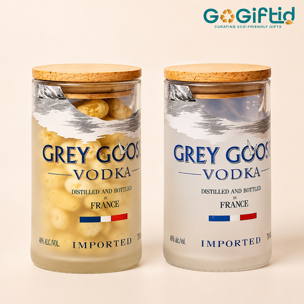 Grey Goose Storage Jars Set of 2 – Handmade Upcycled Glass Canisters