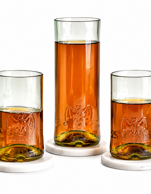 Load image into Gallery viewer, Bacardi Rum Glasses Set of 3 – Handmade Eco-Friendly Barware

