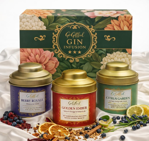 Load image into Gallery viewer, Botanical Gin Infusion Gift Box – Golden Ember &amp; Citrus Garden DIY Gin Infusion Kit
