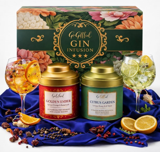 Botanical Gin Infusion Gift Box – Golden Ember & Citrus Garden DIY Gin Infusion Kit