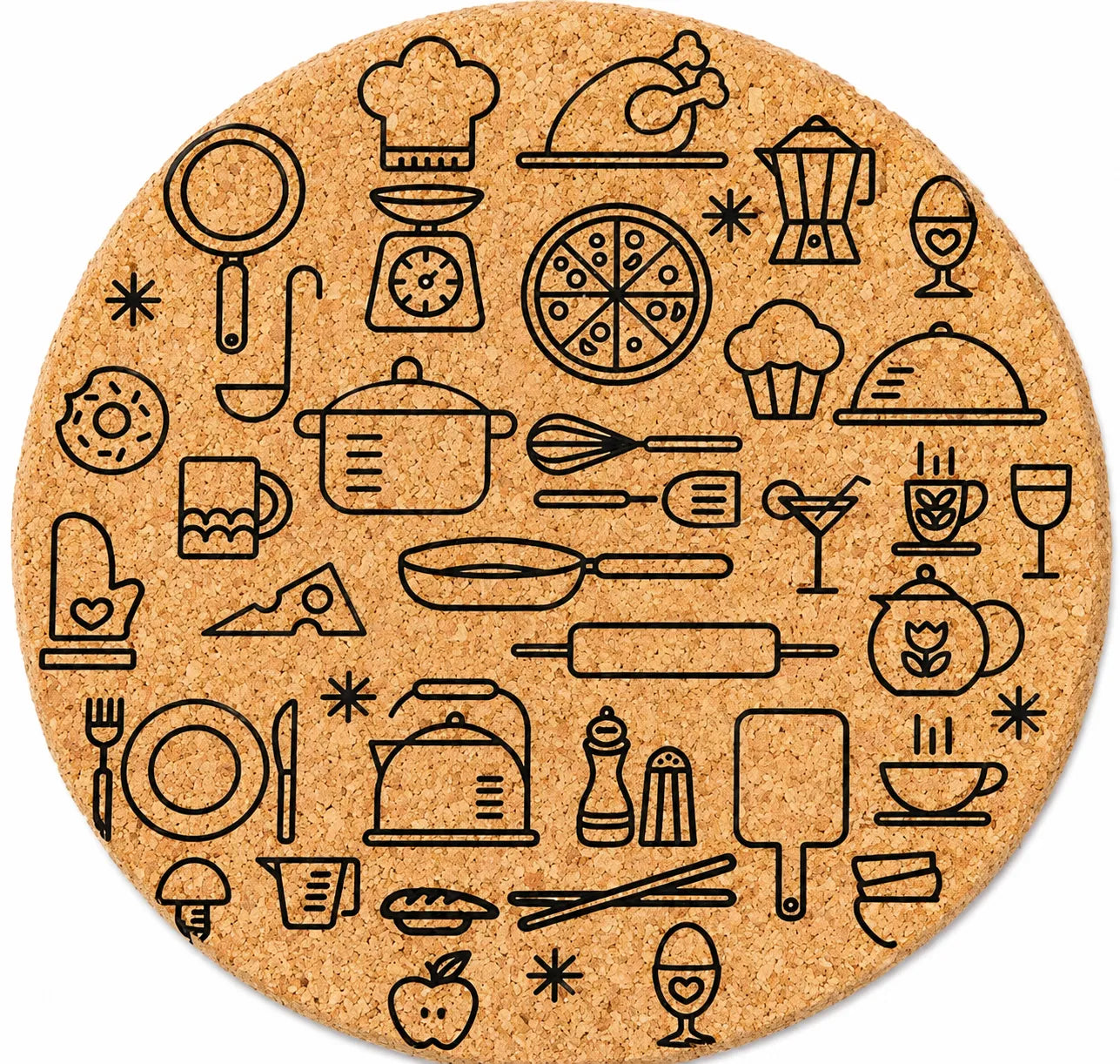 Round Shape Cork Hot Trivets & Coasters Set of 2 – Heat Resistant Table Mats