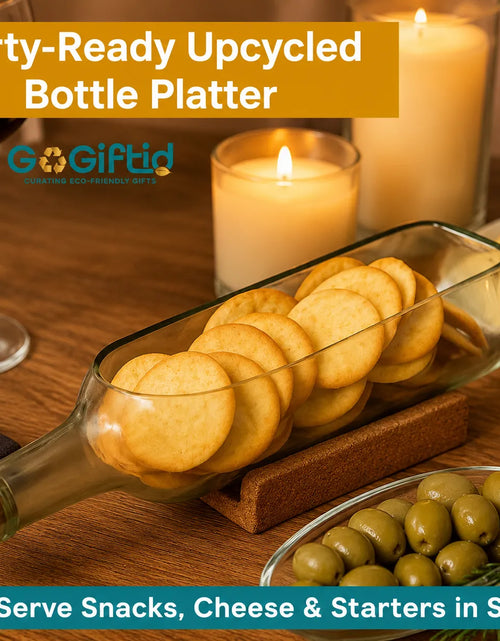 Load image into Gallery viewer, Upcycled Transparent Wine Bottle Platter – Handmade Recycled Glass Serving Tray

