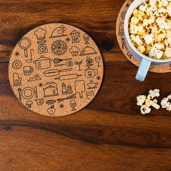 Round Shape Cork Hot Trivets & Coasters Set of 2 – Heat Resistant Table Mats