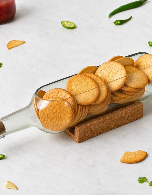 Load image into Gallery viewer, Upcycled Transparent Wine Bottle Platter – Handmade Recycled Glass Serving Tray
