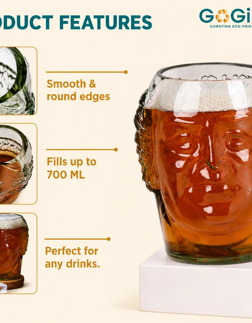 Load image into Gallery viewer, Old Monk Face Glass 700ml – Handmade Upcycled Rum &amp; Whisky Glass
