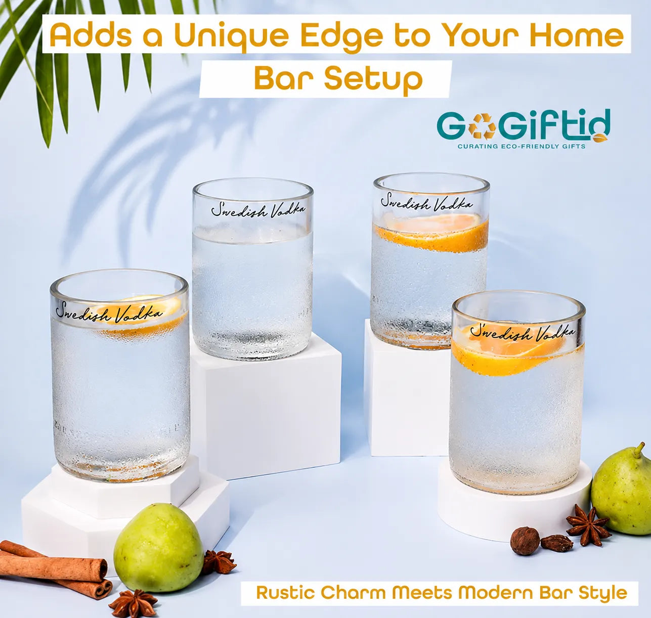 Absolut Vodka Glasses Set  – Handmade Upcycled Cocktail Glassware