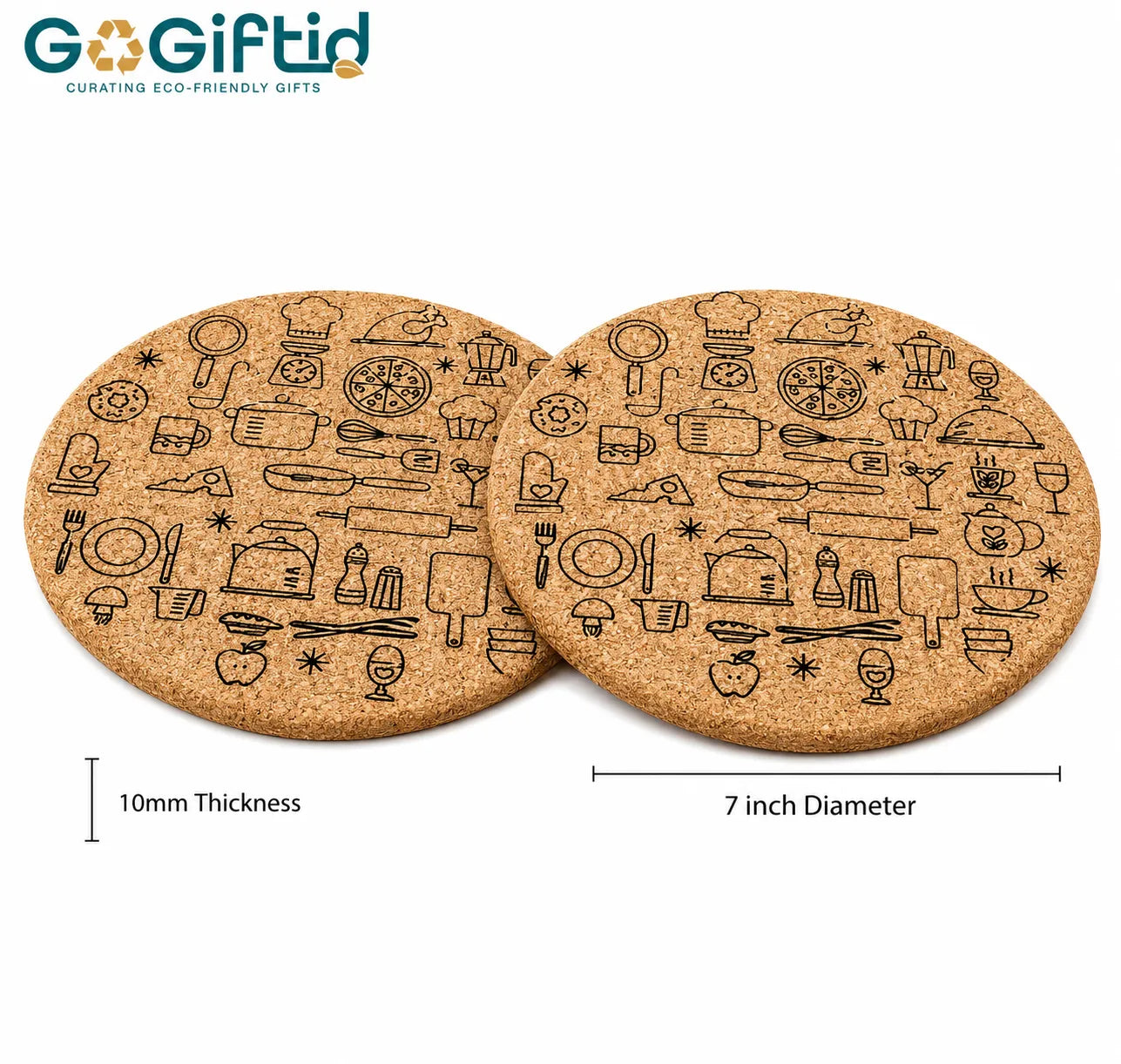 Round Shape Cork Hot Trivets & Coasters Set of 2 – Heat Resistant Table Mats
