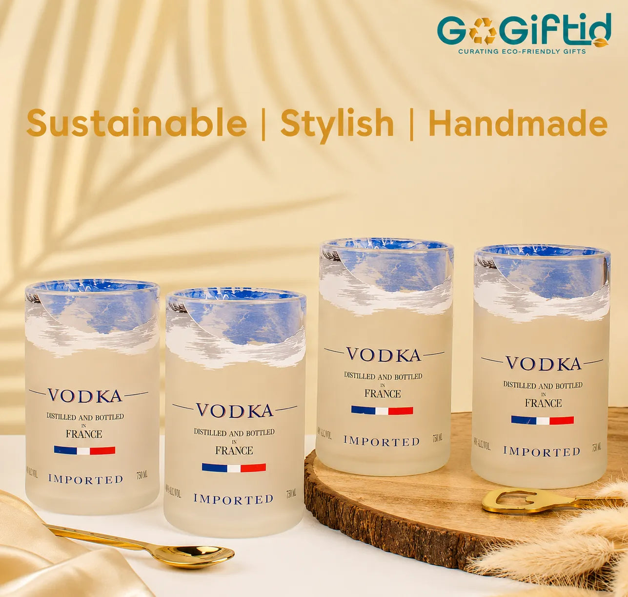Grey Goose Glasses Set of 4 – Handmade Upcycled Cocktail Glassware