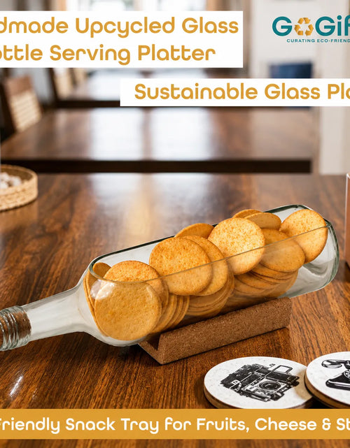 Load image into Gallery viewer, Upcycled Transparent Wine Bottle Platter – Handmade Recycled Glass Serving Tray
