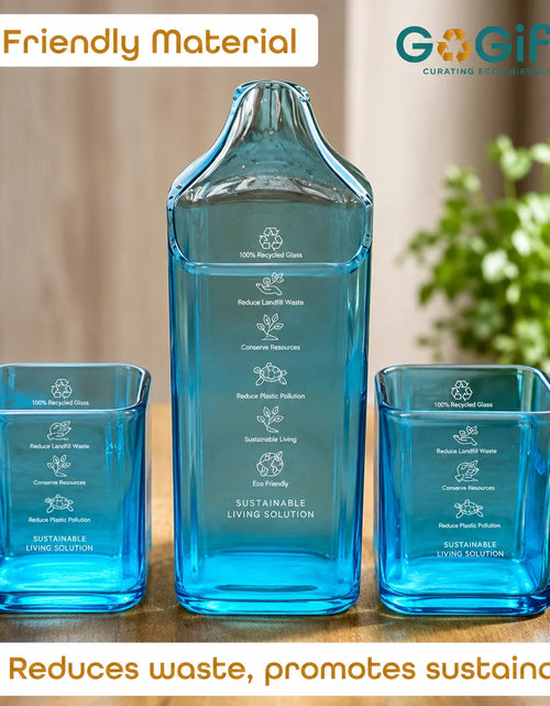 Load image into Gallery viewer, Bombay Sapphire Glasses Set of 2 With Jug – Handmade Upcycled Drinkware
