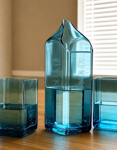 Load image into Gallery viewer, Bombay Sapphire Glasses Set of 2 With Jug – Handmade Upcycled Drinkware
