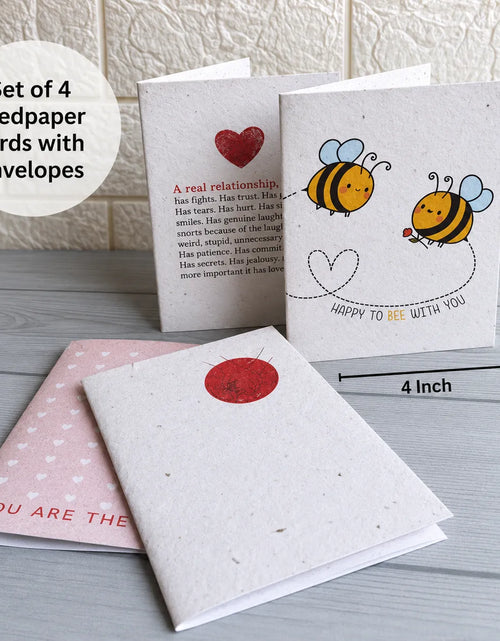 Load image into Gallery viewer, Seed Paper Set of 4 Plantable Love You Greeting Cards with Kraft Envelopes
