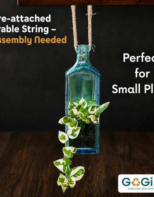 Load image into Gallery viewer, Sapphire Bottle Hanging Planter – Upcycled Glass Planter

