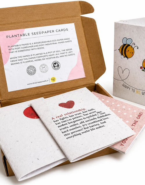 Load image into Gallery viewer, Seed Paper Set of 4 Plantable Love You Greeting Cards with Kraft Envelopes
