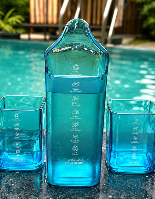 Load image into Gallery viewer, Bombay Sapphire Glasses Set of 2 With Jug – Handmade Upcycled Drinkware
