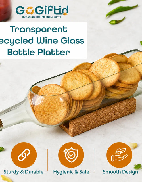 Load image into Gallery viewer, Upcycled Transparent Wine Bottle Platter – Handmade Recycled Glass Serving Tray
