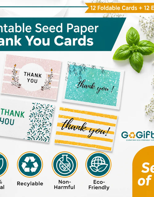 Load image into Gallery viewer, Plantable Thank You Cards With Envelopes – Eco Friendly Seed Paper Cards (Pack of 15)
