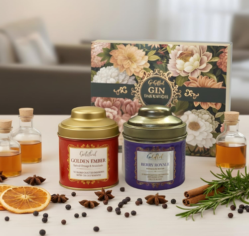 Load image into Gallery viewer, Botanical Gin Infusion Gift Set – Golden Ember &amp; Berry Royale DIY Cocktail Infusion Kit
