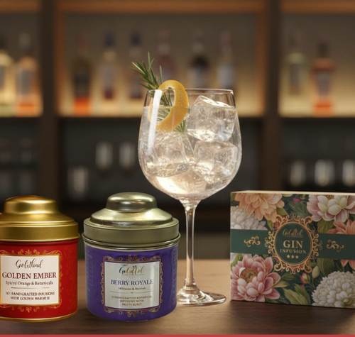 Load image into Gallery viewer, Botanical Gin Infusion Gift Set – Golden Ember &amp; Berry Royale DIY Cocktail Infusion Kit
