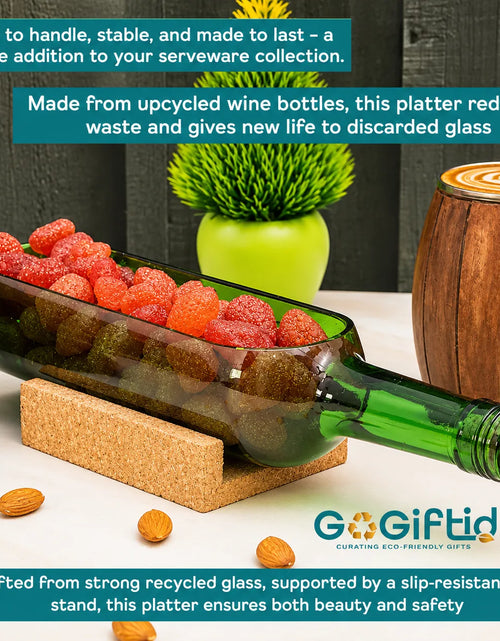 Load image into Gallery viewer, Upcycled Wine Bottle Platter – Handmade Recycled Glass Serving Tray
