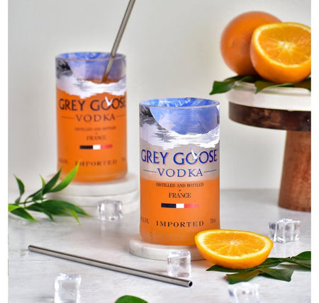 Hand-Crafted Grey Goose Glasses Set of Two 