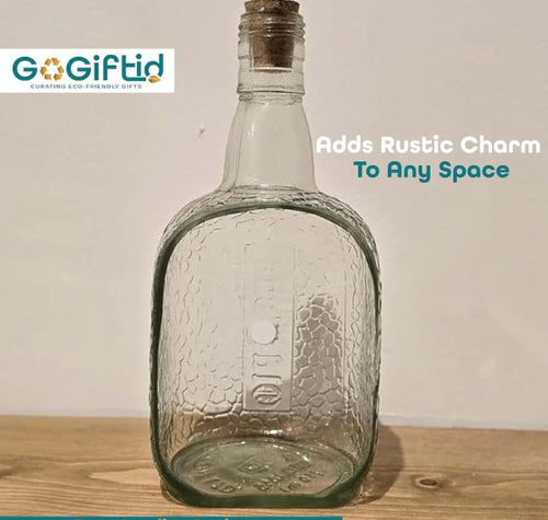 Load image into Gallery viewer, Upcycled Rum Bottle Planter – Handmade Glass Table Top Succulent Planter
