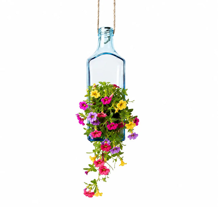 Sapphire Bottle Hanging Planter – Upcycled Glass Planter