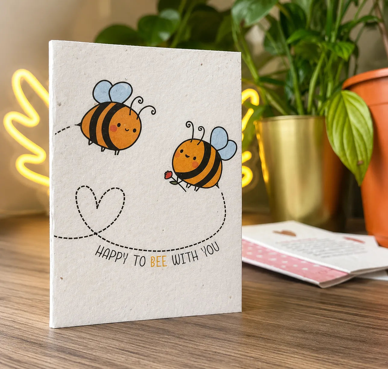 Seed Paper Set of 4 Plantable Love You Greeting Cards with Kraft Envelopes