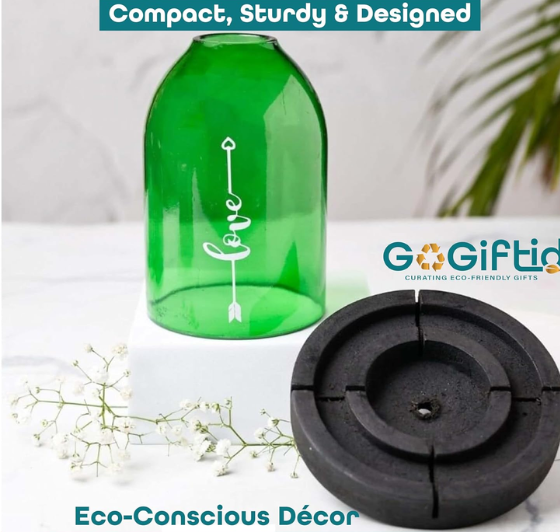 Hope Tealight Candle Holder – Handmade Recycled Glass Candle Holder with Wooden Base