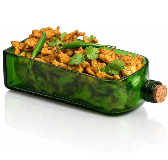 Upcycled Jagermeister Bottle Platter – Handmade Recycled Glass Serving Dish