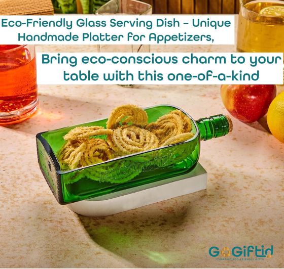 Upcycled Jagermeister Bottle Platter – Handmade Recycled Glass Serving Dish
