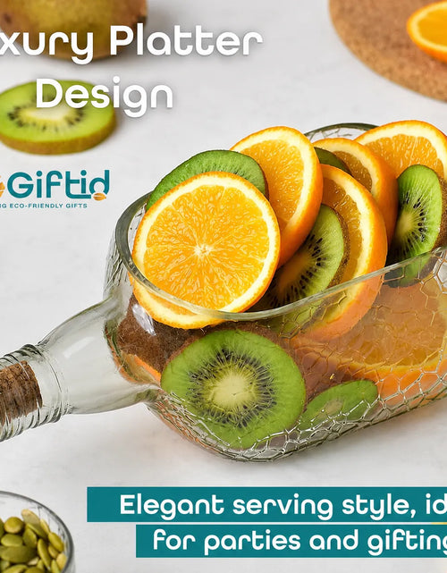 Load image into Gallery viewer, Upcycled Old Monk Glass Platter – Handmade Serving Tray for Snacks &amp; Desserts
