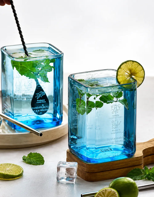 Load image into Gallery viewer, Bombay Sapphire Glasses Set of 2 With Jug – Handmade Upcycled Drinkware
