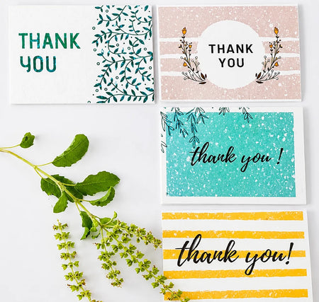 Plantable Thank You Cards With Envelopes – Eco Friendly Seed Paper Cards (Pack of 15)