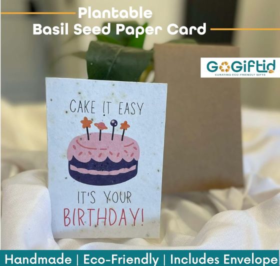 Plantable Seed Paper Birthday Card – Bee Cute Eco Friendly Greeting Card with Basil Seeds