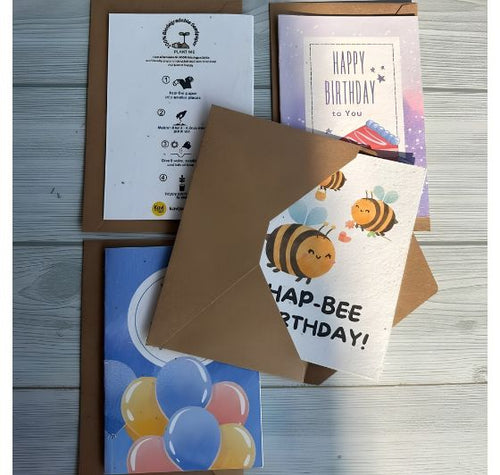 Load image into Gallery viewer, Plantable Seed Paper Birthday Card – Bee Cute Eco Friendly Greeting Card with Basil Seeds
