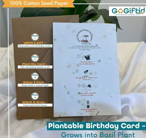 Load image into Gallery viewer, Plantable Seed Paper Birthday Card – Bee Cute Eco Friendly Greeting Card with Basil Seeds
