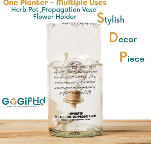 Load image into Gallery viewer, Recycled Glass Bottle Planter for Succulents &amp; Indoor Plants
