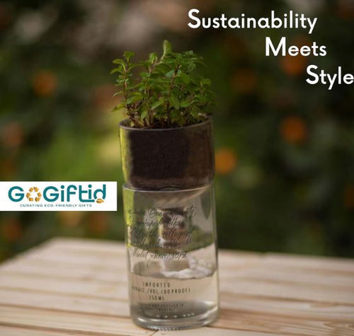 Load image into Gallery viewer, Recycled Glass Bottle Planter for Succulents &amp; Indoor Plants
