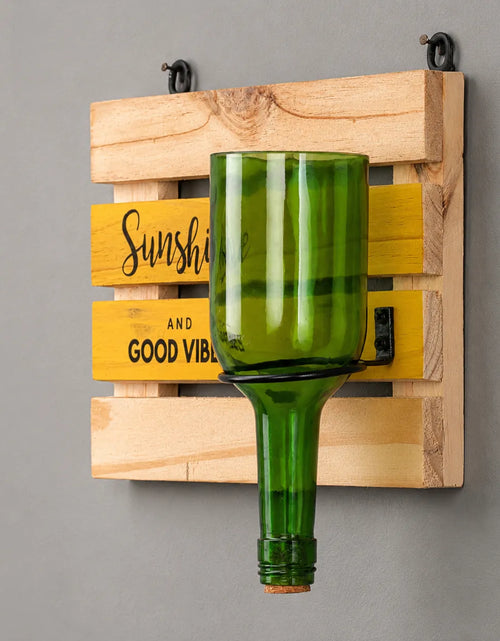 Load image into Gallery viewer, Upcycled Wine Bottle Wall Planter with Wooden Board – Handmade Plant Holder
