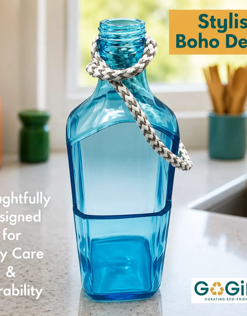 Load image into Gallery viewer, Sapphire Bottle Hanging Planter – Upcycled Glass Planter
